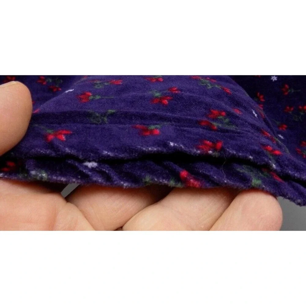 Vintage OshKosh Velour Velvet Purple Dress w/ Red White Flowers Size 5